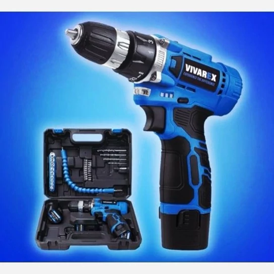 دریل شارژی 12ولت با لوازم ویوارکس +باتری یدک ، مناسب هدیه ،کادو، ارسال رایگان